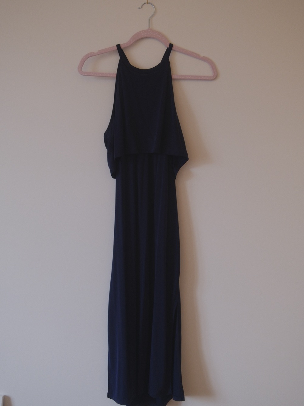 Double Zero Navy Sleeveless Midi Dress with Overlay